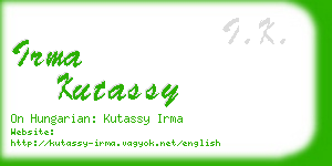 irma kutassy business card